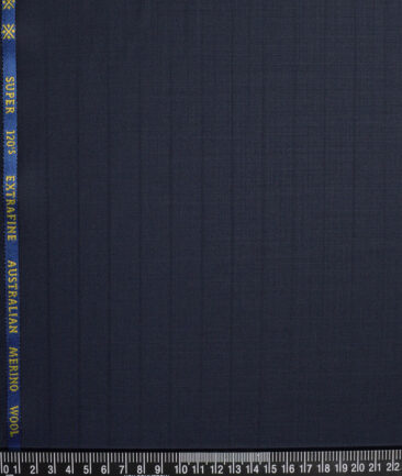 Cavalero Italy Super 120's Striped 60% Merino Wool Suiting Fabric (Dark Blue)