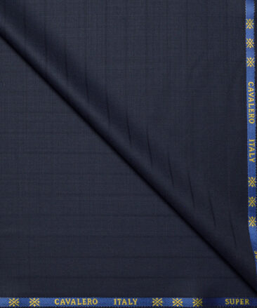 Cavalero Italy Super 120's Striped 60% Merino Wool Suiting Fabric (Dark Blue)