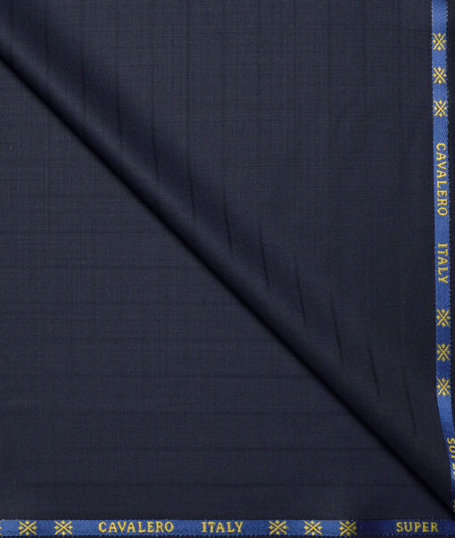 Cavalero Italy Super 120's Striped 60% Merino Wool Suiting Fabric (Dark Blue)