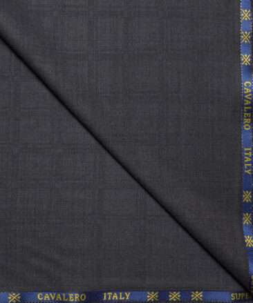 Cavalero Italy Super 120's Checks 60% Merino Wool Suiting Fabric (Dark Grey)