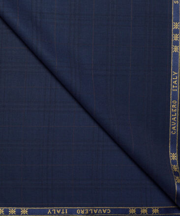 Cavalero Italy Super 120's Checks 52% Merino Wool Suiting Fabric (Dark Royal Blue)