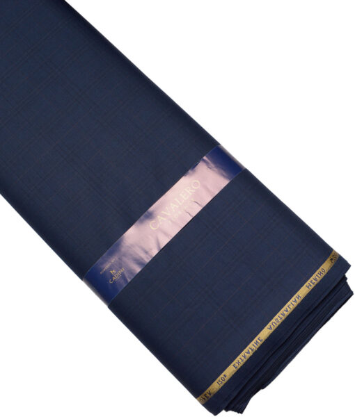 Cavalero Italy Super 120's Checks 52% Merino Wool Suiting Fabric (Dark Royal Blue)