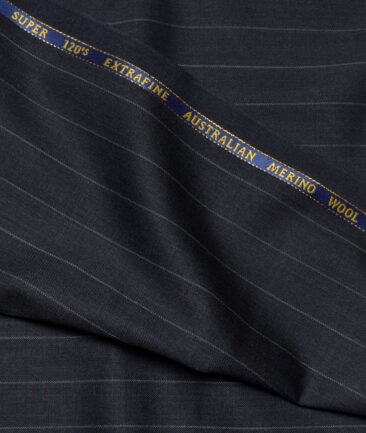 Cavalero Italy Super 120's Striped 60% Merino Wool Suiting Fabric (Dark Greyish Blue)
