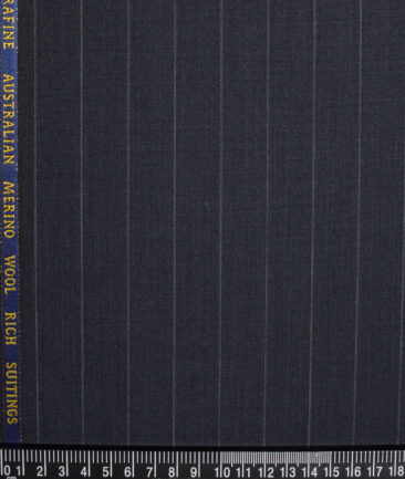 Cavalero Italy Super 120's Striped 60% Merino Wool Suiting Fabric (Dark Greyish Blue)