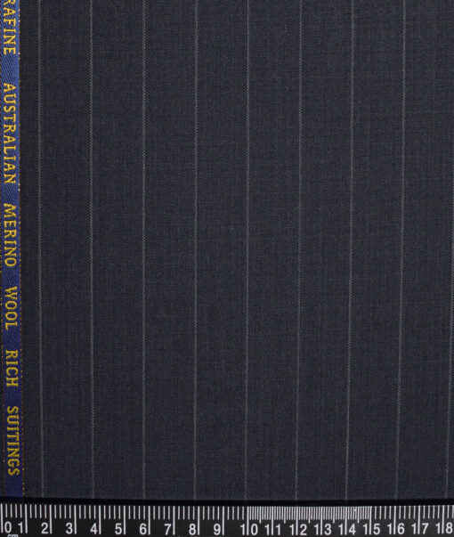 Cavalero Italy Super 120's Striped 60% Merino Wool Suiting Fabric (Dark Greyish Blue)
