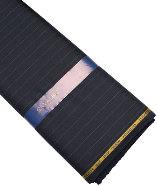 Cavalero Italy Super 120's Striped 60% Merino Wool Suiting Fabric (Dark Greyish Blue)