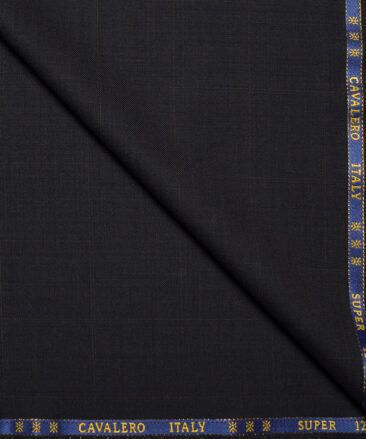Cavalero Italy Super 120's Checks 60% Merino Wool Suiting Fabric (Black)