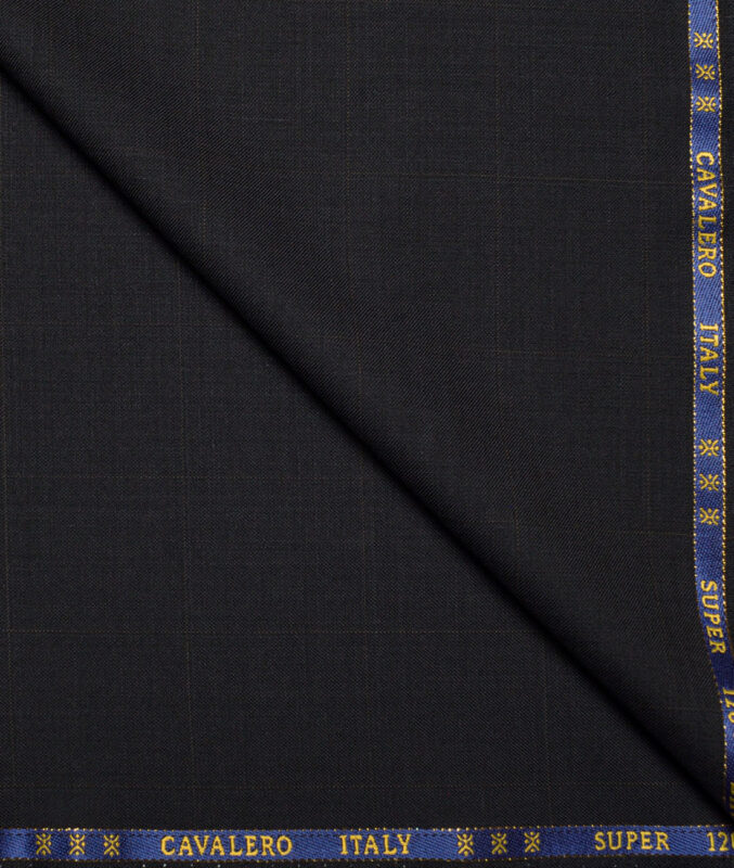 Cavalero Italy Super 120's Checks 60% Merino Wool Suiting Fabric (Black)
