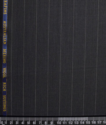 Cavalero Italy Super 120's Striped 60% Merino Wool Suiting Fabric (Blackish Grey)