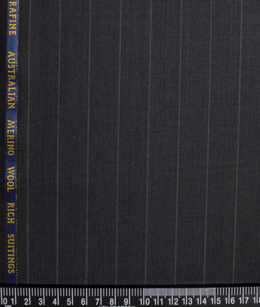 Cavalero Italy Super 120's Striped 60% Merino Wool Suiting Fabric (Blackish Grey)