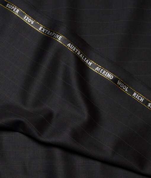 Cavalero Italy Super 120's Striped 60% Merino Wool Suiting Fabric (Black)