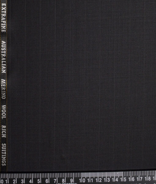 Cavalero Italy Super 120's Striped 60% Merino Wool Suiting Fabric (Black)