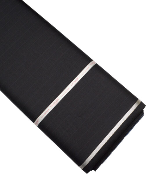 Cavalero Italy Super 120's Striped 60% Merino Wool Suiting Fabric (Black)