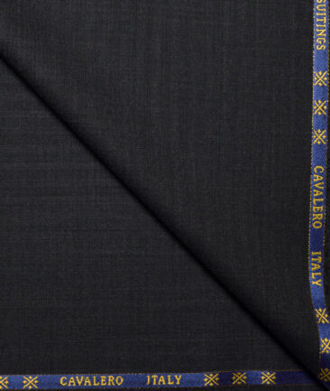 Cavalero Italy Super 120's Striped 60% Merino Wool Suiting Fabric (Blackish Grey)