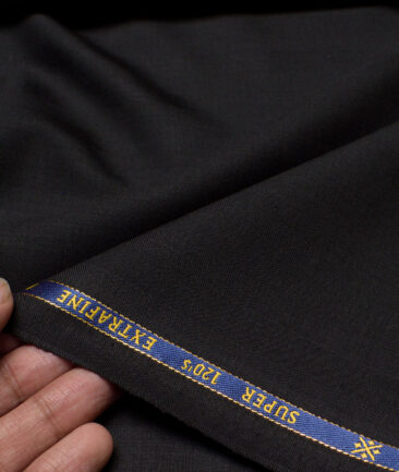 Cavalero Italy Super 120's Striped 60% Merino Wool Suiting Fabric (Black)