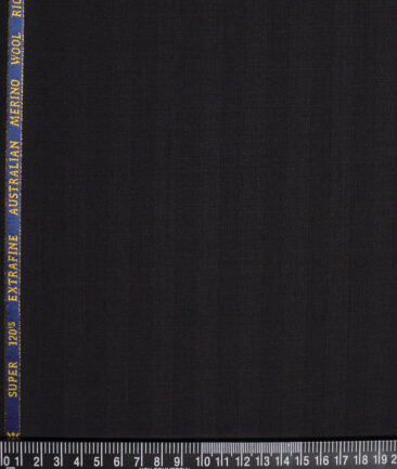 Cavalero Italy Super 120's Striped 60% Merino Wool Suiting Fabric (Black)