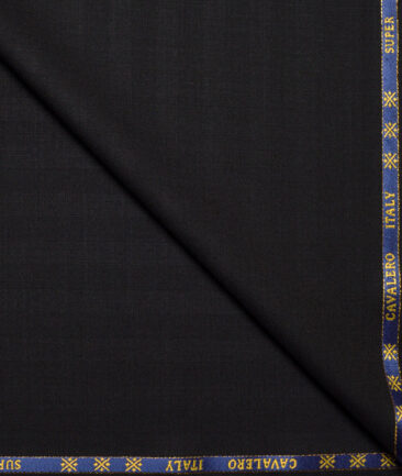 Cavalero Italy Super 120's Striped 60% Merino Wool Suiting Fabric (Black)