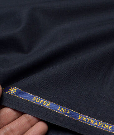 Cavalero Italy Super 120's Striped 60% Merino Wool Suiting Fabric (Dark Blue)