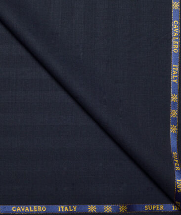 Cavalero Italy Super 120's Striped 60% Merino Wool Suiting Fabric (Dark Blue)