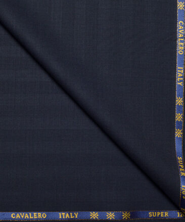 Cavalero Italy Super 120's Striped 60% Merino Wool Suiting Fabric (Dark Blue)