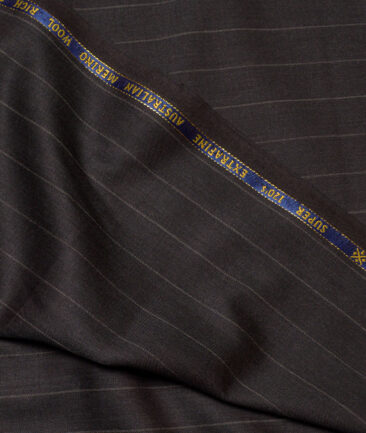 Cavalero Italy Super 120's Striped 60% Merino Wool Suiting Fabric (Dark Brown)