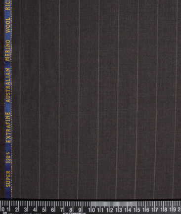 Cavalero Italy Super 120's Striped 60% Merino Wool Suiting Fabric (Dark Brown)