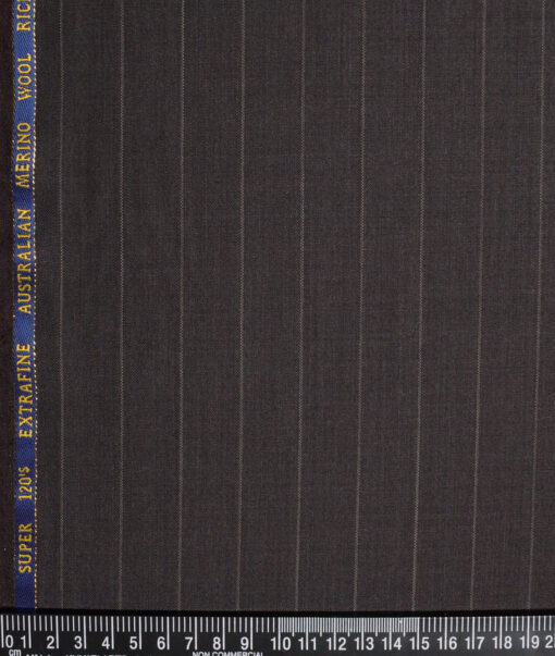 Cavalero Italy Super 120's Striped 60% Merino Wool Suiting Fabric (Dark Brown)