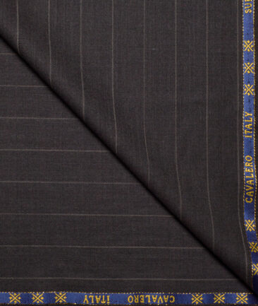 Cavalero Italy Super 120's Striped 60% Merino Wool Suiting Fabric (Dark Brown)