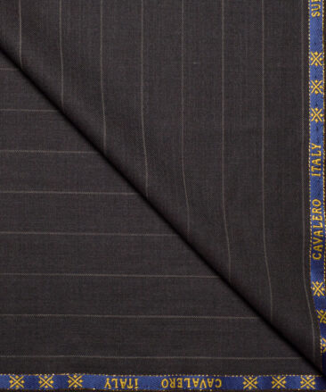 Cavalero Italy Super 120's Striped 60% Merino Wool Suiting Fabric (Dark Brown)