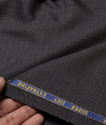 Cavalero Italy Super 120's Checks 70% Merino Wool Suiting Fabric (Dark Grey)