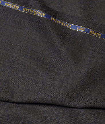 Cavalero Italy Super 120's Checks 70% Merino Wool Suiting Fabric (Dark Grey)