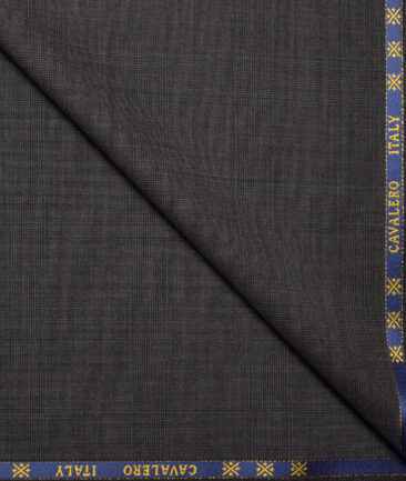 Cavalero Italy Super 120's Checks 70% Merino Wool Suiting Fabric (Dark Grey)