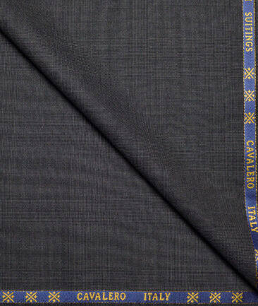 Cavalero Italy Super 120's Checks 60% Merino Wool Suiting Fabric (Dark Grey)