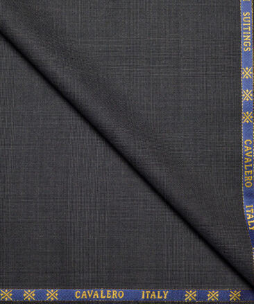 Cavalero Italy Super 120's Checks 60% Merino Wool Suiting Fabric (Dark Grey)