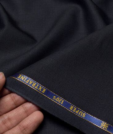 Cavalero Italy Super 120's Striped 60% Merino Wool Suiting Fabric (Dark Navy Blue)