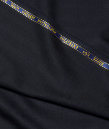 Cavalero Italy Super 120's Striped 60% Merino Wool Suiting Fabric (Dark Navy Blue)