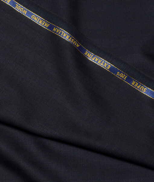 Cavalero Italy Super 120's Striped 60% Merino Wool Suiting Fabric (Dark Navy Blue)