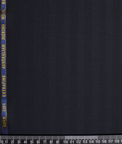 Cavalero Italy Super 120's Striped 60% Merino Wool Suiting Fabric (Dark Navy Blue)