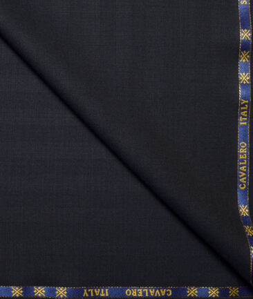 Cavalero Italy Super 120's Striped 60% Merino Wool Suiting Fabric (Dark Navy Blue)