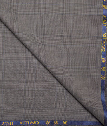 Cavalero Italy Super 120's Checks 70% Merino Wool Suiting Fabric (Grey)