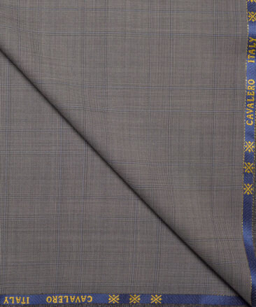 Cavalero Italy Super 120's Checks 70% Merino Wool Suiting Fabric (Grey)