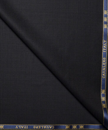 Cavalero Italy Super 130's Checks 60% Merino Wool Suiting Fabric (Blackish Grey)
