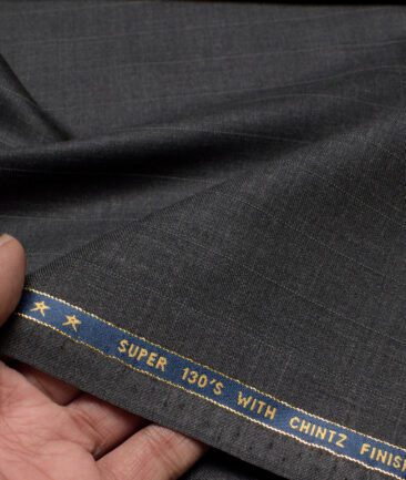 J.Hampstead Super 130's Striped 50% Merino Wool Suiting Fabric (Dark Grey)
