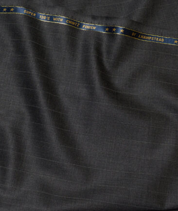 J.Hampstead Super 130's Striped 50% Merino Wool Suiting Fabric (Dark Grey)