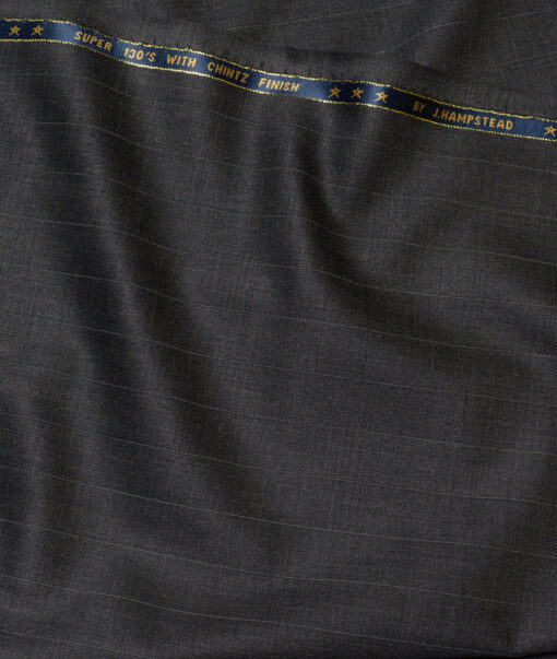 J.Hampstead Super 130's Striped 50% Merino Wool Suiting Fabric (Dark Grey)