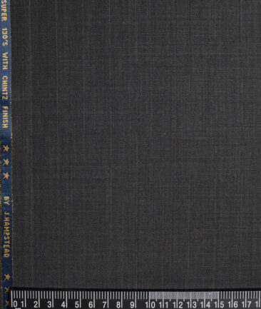 J.Hampstead Super 130's Striped 50% Merino Wool Suiting Fabric (Dark Grey)