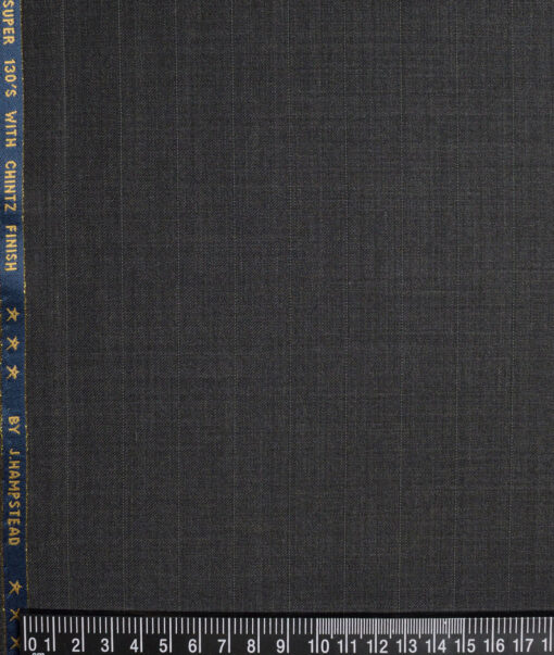 J.Hampstead Super 130's Striped 50% Merino Wool Suiting Fabric (Dark Grey)