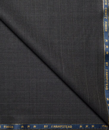 J.Hampstead Super 130's Striped 50% Merino Wool Suiting Fabric (Dark Grey)