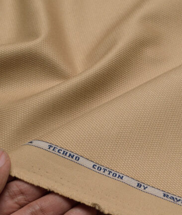 Raymond  Structured Techno Cotton Stretchable Trouser or Chinos Fabric (Beige)