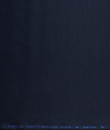 Solino  Solids European Cotton Linen Stretchable Trouser or Chinos Fabric (Dark Royal Blue)